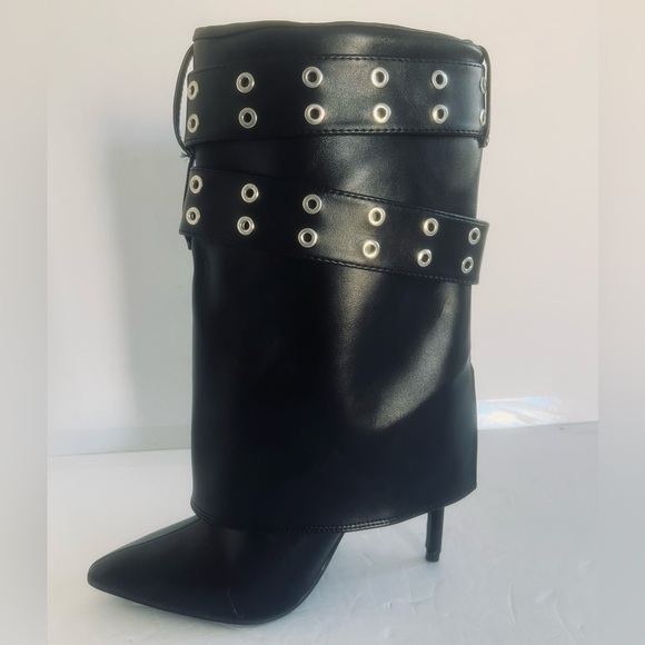 WILD DIVA Lounge Women’s Zaily Buckle Black Stiletto Boot Size 5.5 NEW - Picture 5 of 11